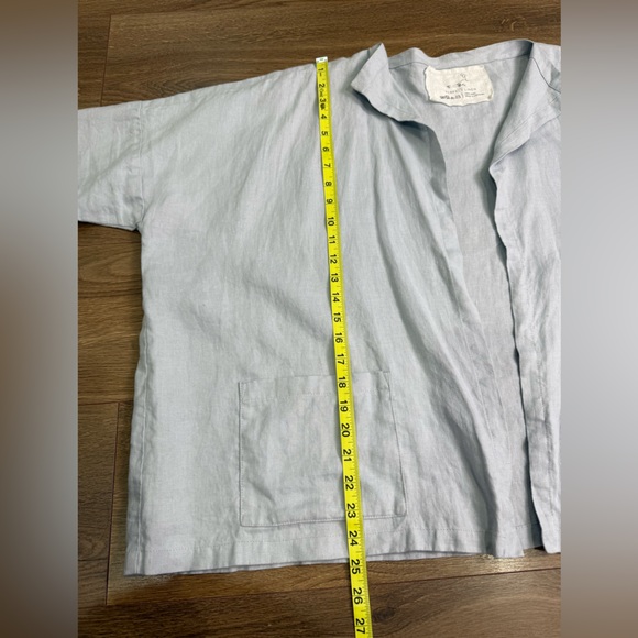 Not Perfect Linen Sintra 100% Linen Kimono Cardigan Jacket Grey Blue One Size - Picture 7 of 9